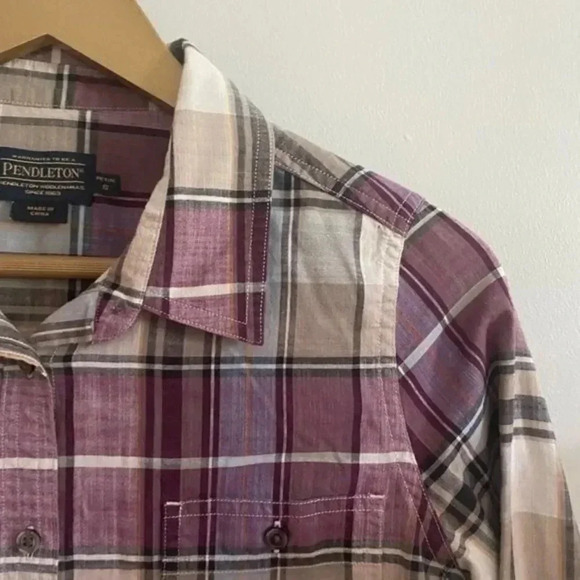 Pendleton Purple Plaid Button Down Shirt - Picture 11 of 12